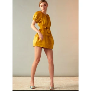 Cynthia Rowley Women's Luna Tulip Bubble Sash Mini Dress XS NWT 498 GOLD - Picture 1 of 13