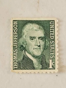Estampilla postal de 1 centavo de Thomas Jefferson verde rara de colección - Imagen 1 de 1