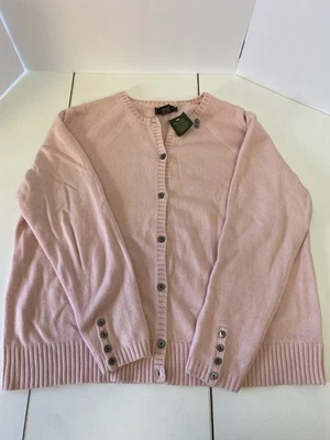 New Eddie Bauer Cardigan Womens XX 2x Angora Cotton Pink Plus Sweater NWT - Image 1 of 4