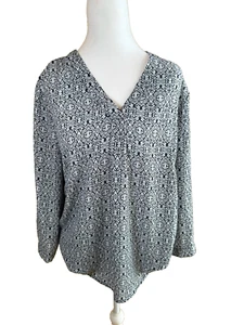 Camicetta donna Anne Carson manica lunga grigio medio blu scollo a V casual lavoro - Foto 1 di 5