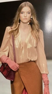 Elisabetta Franchi Camicia Body Laminata Verde Pavone Scontatissima - Foto 1 di 6