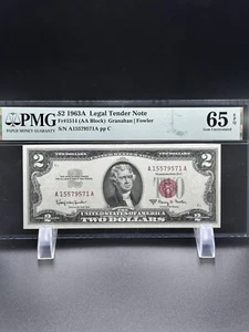 1963 A- $2 Dollars Bill Very Nice Bill PMG #65. - Picture 1 of 2