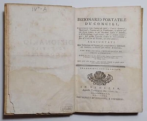 Settecentina Libro antico Dizionario portatile de' concili Venezia 1769 - Imagen 1 de 13