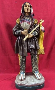 HUGE SUPERB STATUE NATIVE AMERICAN INDIAN TRIBE CHIEF SCULPTURE ANTIQUE 80 CM R5 - Picture 1 of 11