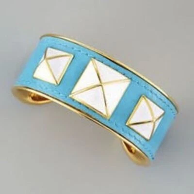 BRAZALETE REBECCA MINKOFF CUERO/ESMALTE CUERO TURQUESA CHAPADO EN ORO NUEVO SIN ETIQUETAS Foto 1 de 3