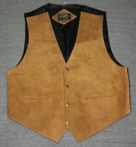 Scully Vest Mens XL Brown Suede Pockets Oklahoma Seal Snaps Western Cowboy Rodeo - Picture 1 of 20