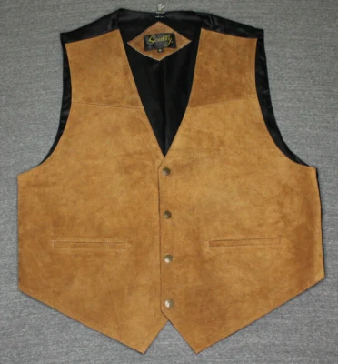 Scully Vest Mens XL Brown Suede Pockets Oklahoma Seal Snaps Western Cowboy Rodeo - Image 1 of 4
