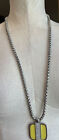 Ann Taylor Silver Yellow Jeweled Long Length Pendant Necklace