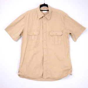 Driza-Bone Mens Shirt Size L Cotton Beige Workwear Short Sleeve Button Up Tradie - Picture 1 of 9