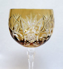 AJKA Marsala Amber Brown Crystal Cut to Clear Wine Glass Goblet MINT