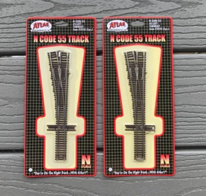 2 ATLAS 1/160 N SCALE CODE 55 # 5 MANUAL LEFT TURNOUTS LEFT HAND SWITCH 2050 F/S - Picture 1 of 3