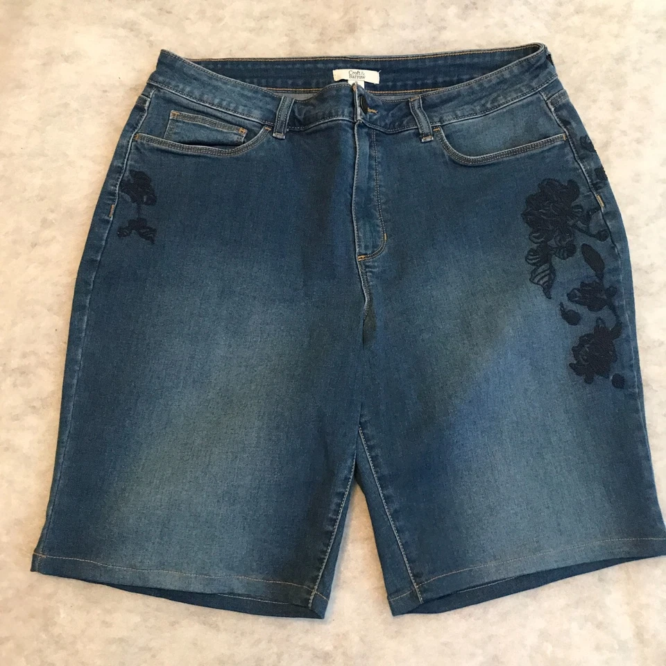 Pantalones Cortos Croft & Barrow Talla 16 Confort Denim Jean 10 Pulgadas Cosido Floral Patrón Foto 1 de 4