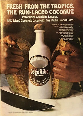 1978 CocoRibe Liqueur PRINT AD Coconut Laced w Fine Virgin Islands Rum VTG 1970s - Image 1 of 4