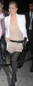 KATE MOSS TOPSHOP 12 DECO ALL OVER BEADED PEACH NUDE SHIFT PARTY DRESS VTG 20s - Picture 1 of 15