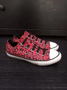 Converse All Star Kids Athletic Sneakers Red 643822F Leopard Lace Up Sz 4 - Picture 1 of 24