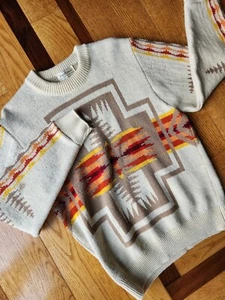 Vintage Men's Pendleton High Grade Western Wear Aztec Wool Sweater Medium - Picture 1 of 12