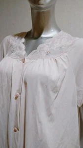 Vintage Shadowline True 60s Sleep Shirt Bed Jacket Floral Lace Trim Size 40 Pink - Picture 1 of 6