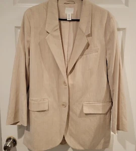 H&M single-breasted Jacket Boyfriend Blazer Tan Womens Size Medium - Picture 1 of 6