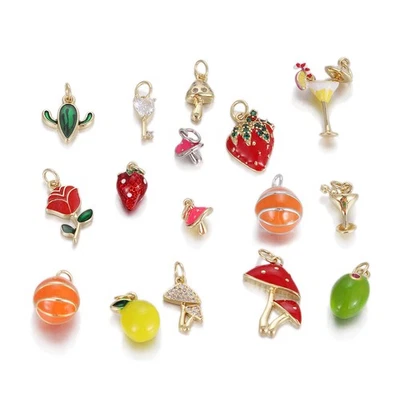 Enamel Fruit Charms 3D Strawberry Orange Shape Pendants DIY Necklaces Bracelets - Image 1 of 4