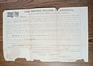 PRESIDENT ULYSSES S GRANT LAND GRANT with Secretarial Signature & Seal  5/1/1869 - Afbeelding 1 van 5