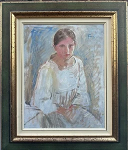 Portrait of a Young Lady, signed Feigl (?), oil sketch on board - Picture 1 of 6