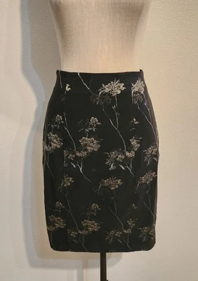 Dana Buchman Black Floral Oriental Pencil Straight Skirt  - Image 1 of 4
