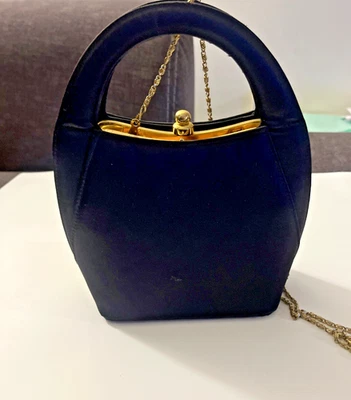 Bolso de Noche Carlo Fellini Negro Satinado Asa Superior Bandolera Cadena Foto 1 de 4