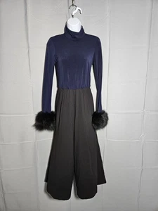 Tuta Alice + Olivia Delaina manica lunga maglia piuma polsini blu/nero taglia 6 - Foto 1 di 11