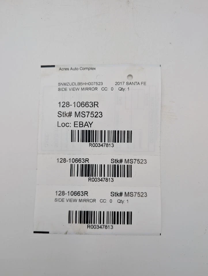 Passenger Side View Mirror Electric Non-heated Fits 17-18 SANTA FE 347813 - Image 1 of 4