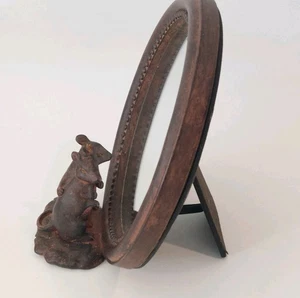 Specchio topo stravagante aspetto bronzo decorazione cottagecore tavolo vanità statuina 7" - Foto 1 di 11