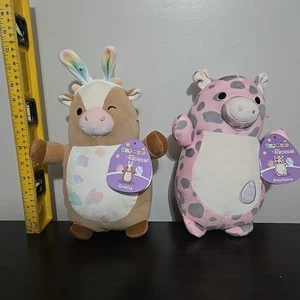 Squishmallows  Hug Mees 10” Aquitaine Spotted Pig &  Griella The Cow NWT Plush - Picture 1 of 17