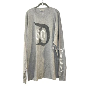 Disney Parks Disneyland 60th Long Sleeve T-shirt Hanes Adult Crew Top Gray 3X - Picture 1 of 6