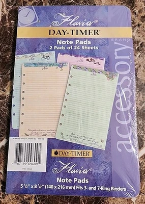 Blocs de notas Flavia Day-Timer 5,5 x 8,5 - 2 almohadillas (x24 hojas) vintage 2002 sellados Foto 1 de 4