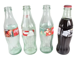 Lot Of 4 Coca-Cola 3 x Christmas  1 x 2002 Salt Lake City Olympic Glass Bottles  - Picture 1 of 6