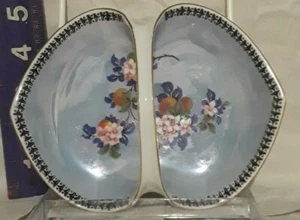 Royal Silesia Blue Luster Handled Dish with flowers and gold trim  - Bild 1 von 4