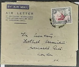 (KUT-209) KENIA-UGANDA-TANGANICA 1952 KGVI 50c Carta Aérea a Londres INGLATERRA - Imagen 1 de 3