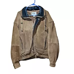 Distressed Vintage Gitano Suede Leather Bomber Jacket Men’s Large Talon Zipper - Picture 1 of 20