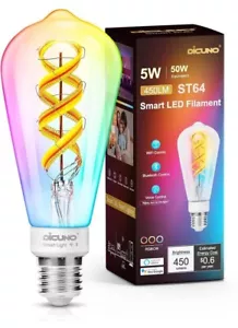 Set of 2 Smart Edison Bulb ST64 Color Changing WiFi Light Vintage ST21 Filament - Picture 1 of 4