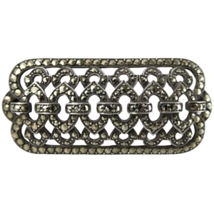 DE COLECCIÓN BROCHE GEOMÉTRICO MARCASITA ART DECO C1930 Europeo 935 Plata Elegante - Imagen 1 de 8