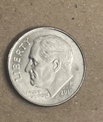 2015 P Roosevelt, Very Unique Teardrop dime Error. One of its kind. - Image 1 of 4
