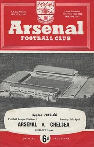 ARSENAL V CHELSEA ~ 9 ABRIL 1960 ~ PROGRAMA DE FÚTBOL 1ª DIVISIÓN - Imagen 1 de 1