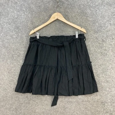 Falda Dotti Mujer 16 Negra Cintura Elástica Mezcla Lino Bolsillos Cinturón 28017 Foto 1 de 4