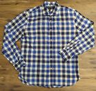 Todd Snyder Large Blue Black White Plaid Spread Collar Button Dress Shirt