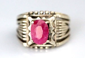 Anillo unisex de plata de ley 925 con piedras preciosas de rubí natural talla de regalo 10,25 #R218 - Imagen 1 de 4
