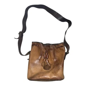 DOONEY & BOURKE Authentic 90's Brown Tan Drawstring Crossbody Bucket Bag - Picture 1 of 11
