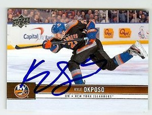 Kyle Okposo autographed hockey card (New York Islanders SC) 2012 Upper Deck #112