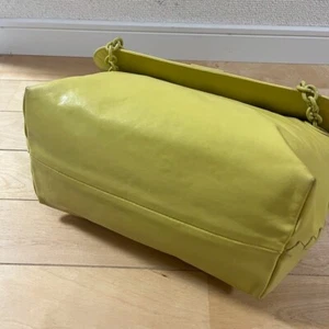 Authentic Bottega Veneta Intrecciato Chain Handbag Yellow Leather Women's Used - Picture 1 of 12