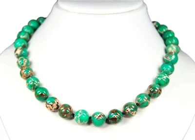 Schöne Kette aus Meeressediment Grüne Farbe in Kugelform Ø-12 mm - Bild 1 von 2