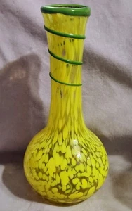 Vintage? Legras? Style Paint Spritzer gelb/grün Vase 8" hoch, ohne Marke in EUC - Bild 1 von 4