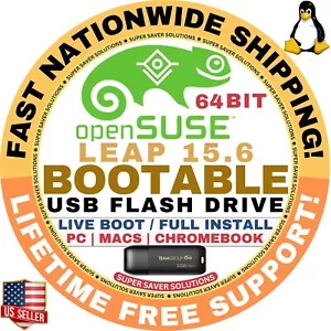 OpenSUSE LEAP 15.6 LINUX OS Bootable USB Live Boot, Installer 64-Bit for Mac/PC - Picture 1 of 3